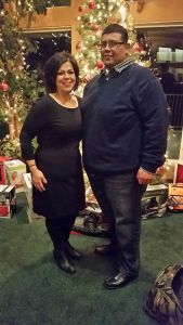 My husband and I at his company Christmas Party
